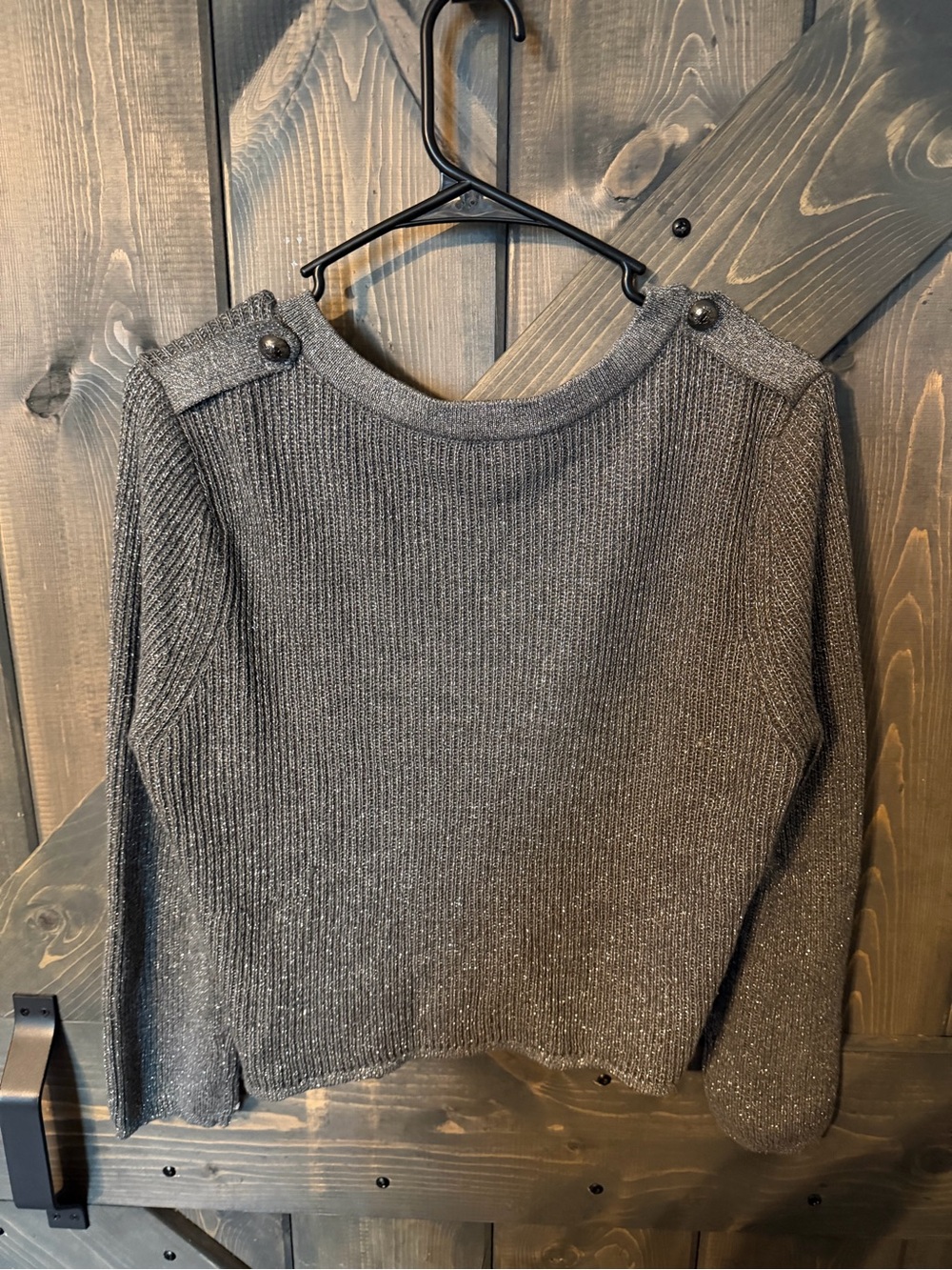 Vince Camuto Women's Charcoal Metallic Button-Detail Cardigan - Picture 2 of 5
